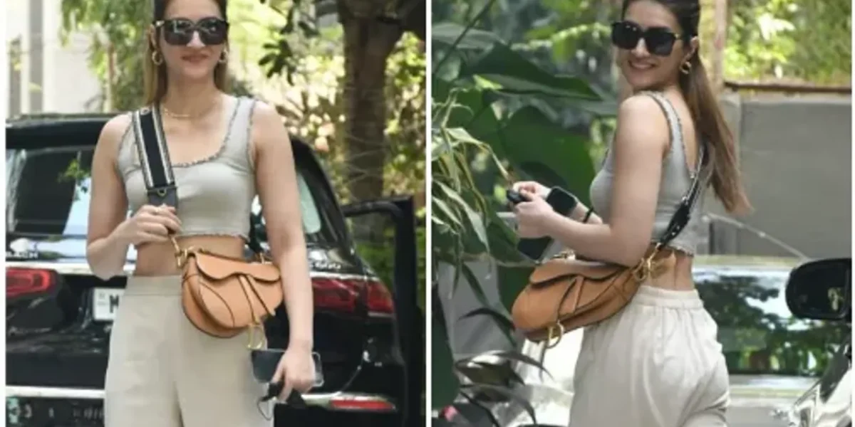 Kriti Sanon aces the street style look in tonal crop top and pants with a Dior saddle bag