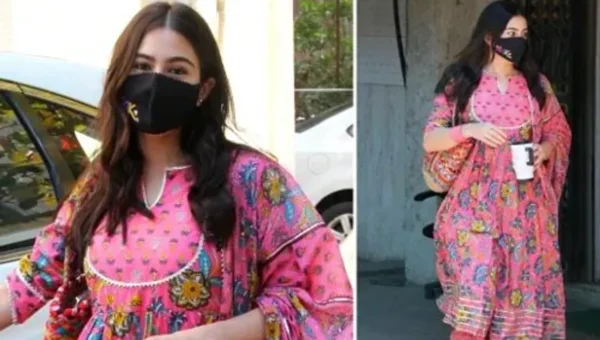 Sara Ali Khan shows pink is all it takes to pretty up your day in a floral printed Anarkali set