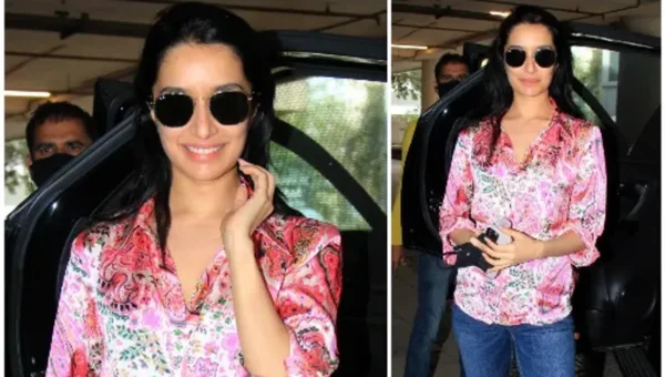 Shraddha Kapoor makes casuals look lovely with a satin printed shirt and denim