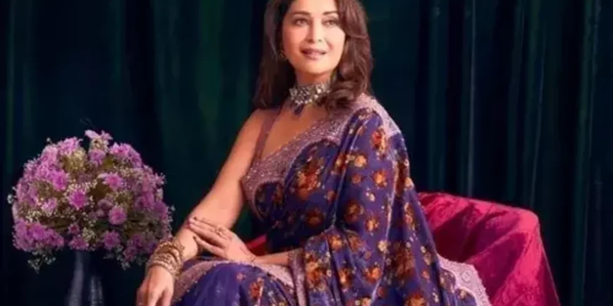 Madhuri Dixit in a 1 lakh jamuni velvet saree proving her the most beautiful woman on the planet
