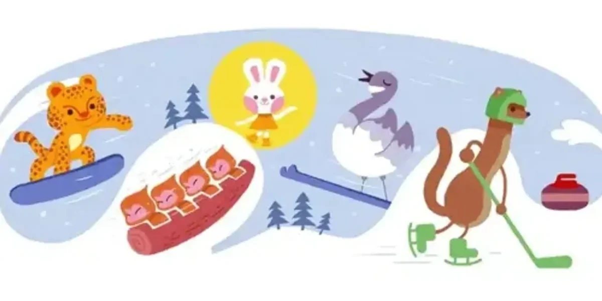 Google commemorates the start of the Winter Games, with a charming doodle
