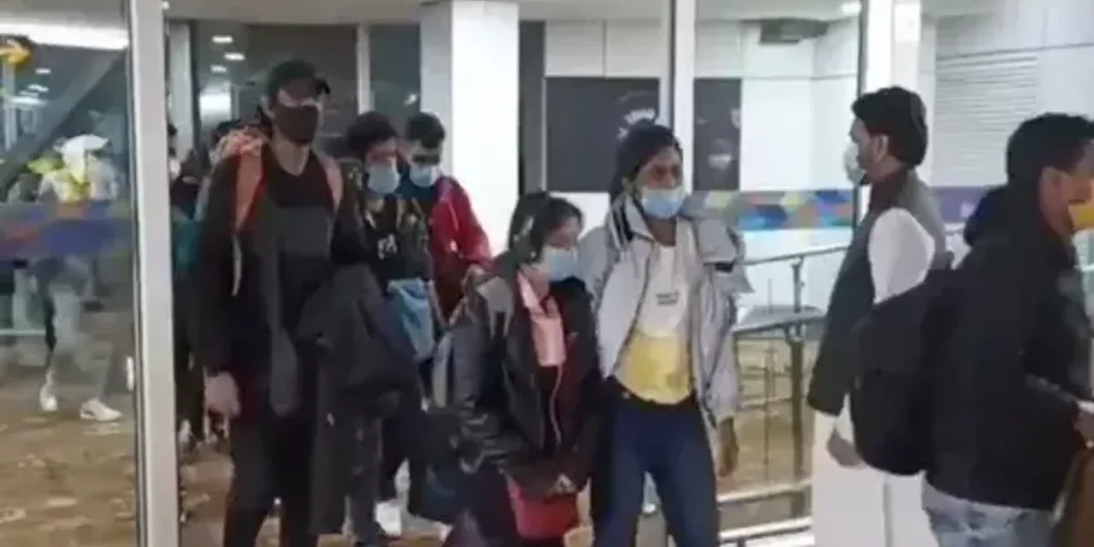 Operation Ganga: I&B Minister Anurag Thakur welcomes another batch of Indian students at Delhi airport