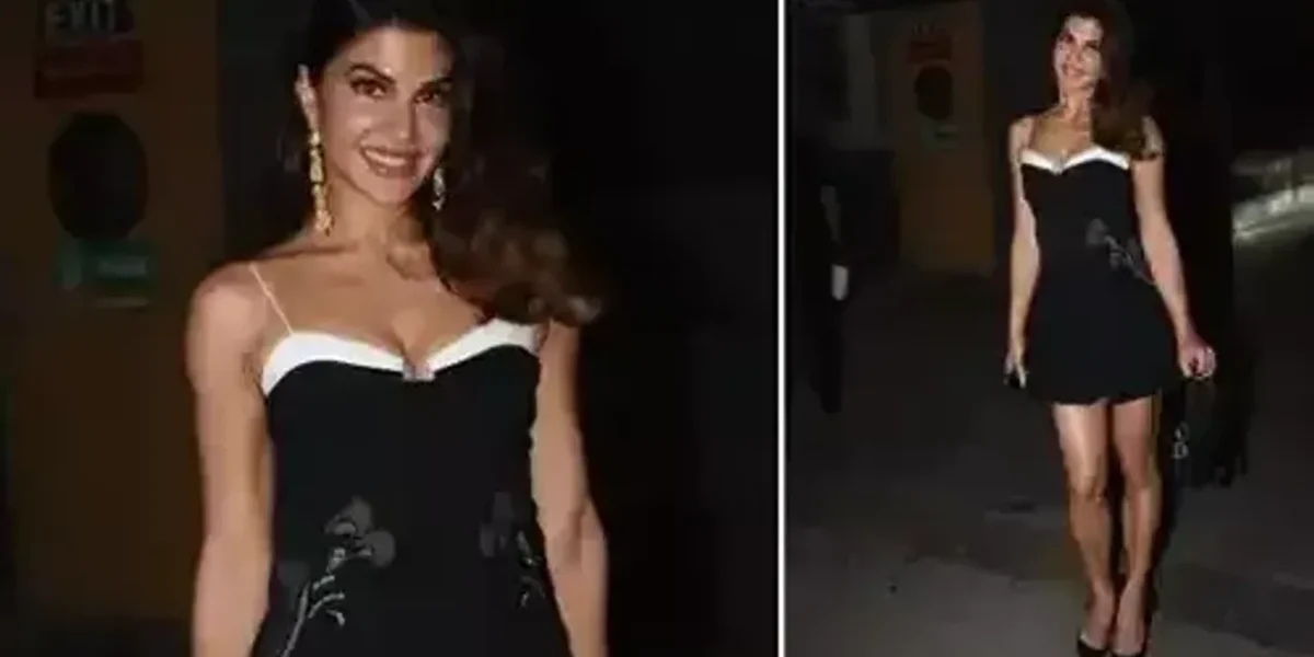 Jacqueline Fernandez attends the premiere of Attack in little black dress