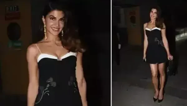 Jacqueline Fernandez attends the premiere of Attack in little black dress