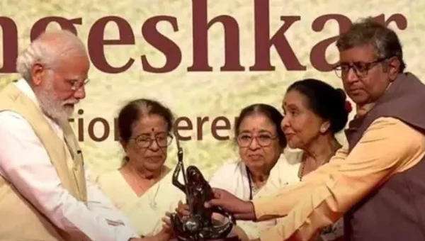 PM Modi receives first Lata Deenanath Mangeshkar Award in Mumbai
