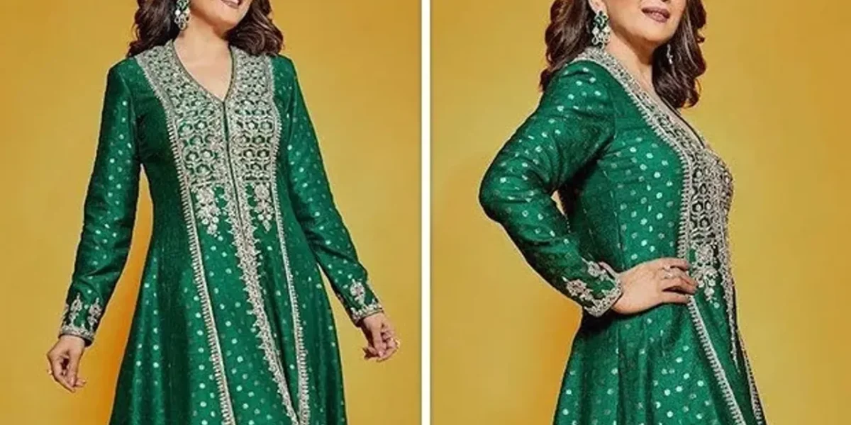 Madhuri Dixit leaves fans hearts ‘Dhak Dhak’ in Rs.1 lakh emerald green Anarkali set by Anita Dongre