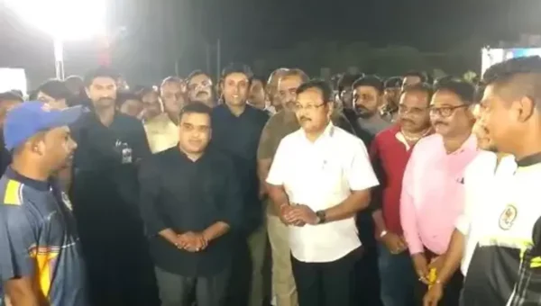 Ankleshwar: Home Minister of Gujarat Harsh Sanghvi attends the cricket tournament held at Kudadra village