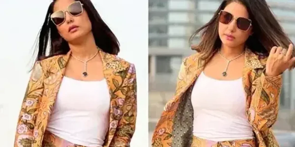 Hina Khan takes over Dubai in glamorous floral powersuit