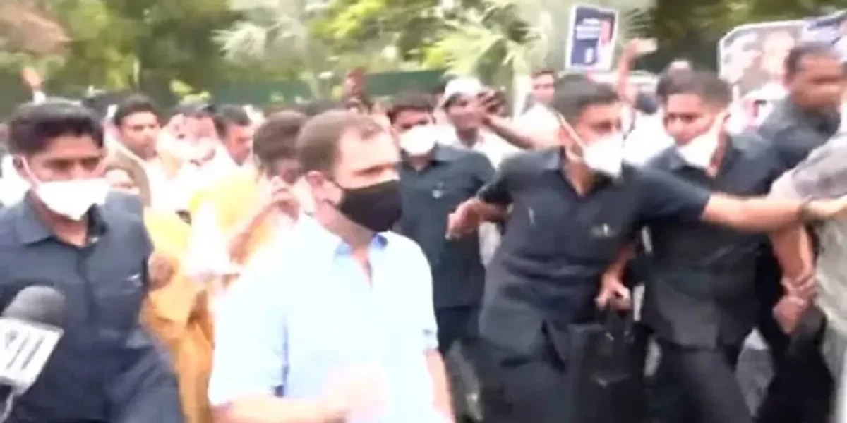 Rahul Gandhi, accompanied by Congress workers, arrives at ED office in Delhi