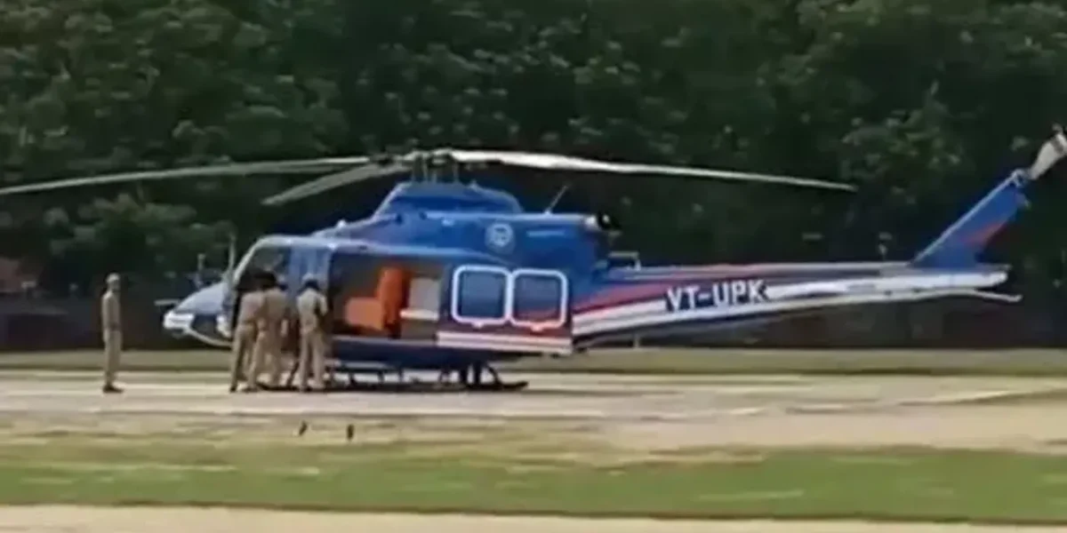 Yogi Adityanath’s helicopter makes emergency lands in Varanasi after bird hit