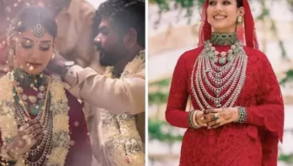 Mayanthara-Vignesh Shivan wedding: Bride’s red sari was personalised with couple’s names