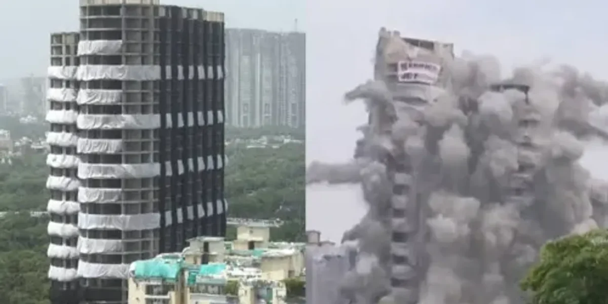 Noida Supertech twin towers, nearly 100-meter-tall structures, demolished within seconds