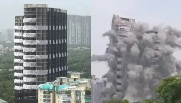 Noida Supertech twin towers, nearly 100-meter-tall structures, demolished within seconds