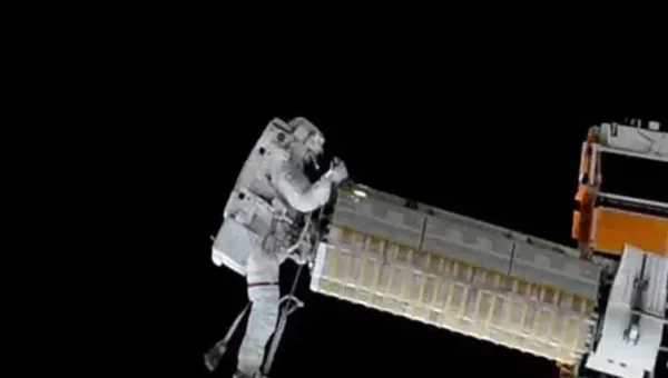 NASA astronauts install new roll-out solar array on Space station
