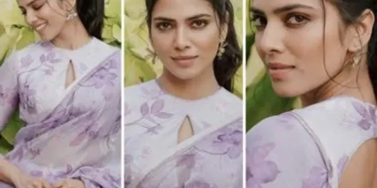 Malavika Mohanan aces spring fashion in beautiful lilac floral saree for Christy promotions