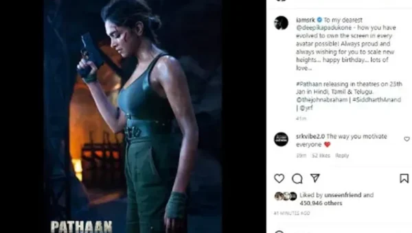 Shah Rukh Khan shares Deepika Padukone’s Pathaan poster on birthday