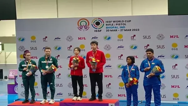 ISSF World Cup Shooting Championship: India win bronze medal in 10m Air Rifle Mixed Team event in Bhopal