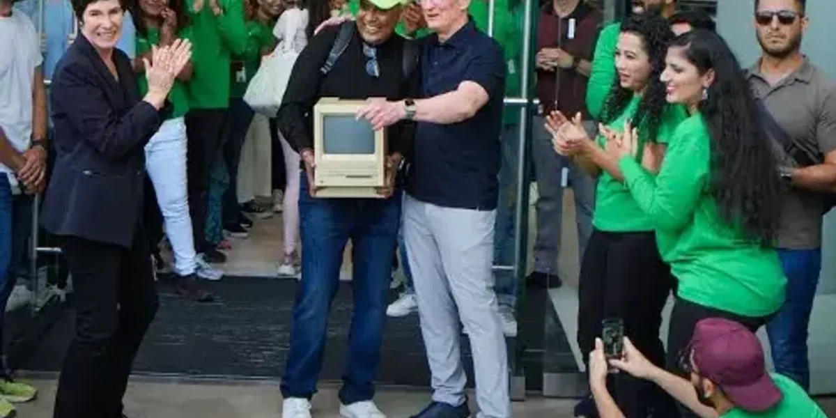 Mumbai store launch: Apple fans greet CEO Tim Cook with vintage devices