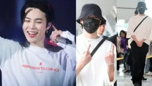 BTS Jimin slays airport look in Willy Chavarria T-shirt, Tiffany jewellery, Dior bag, Nike shoes as he heads to New York