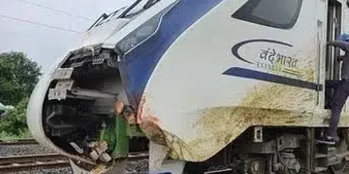 Vande Bharat Express hits cattle, cow falls on man peeing on tracks, both dead