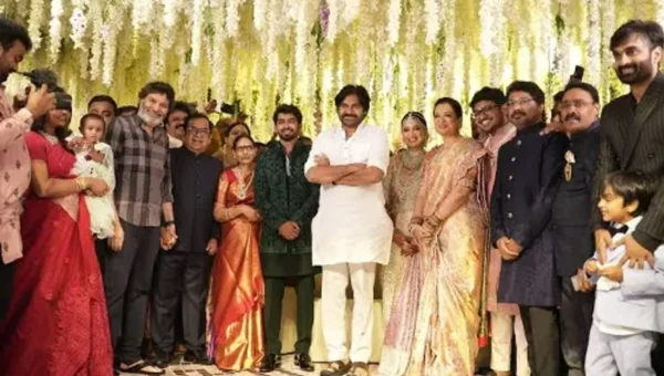 Ram Charan, Upasana, Pawan Kalyan attend Brahmanandam’s son’s star-studded wedding celebration in Hyderabad