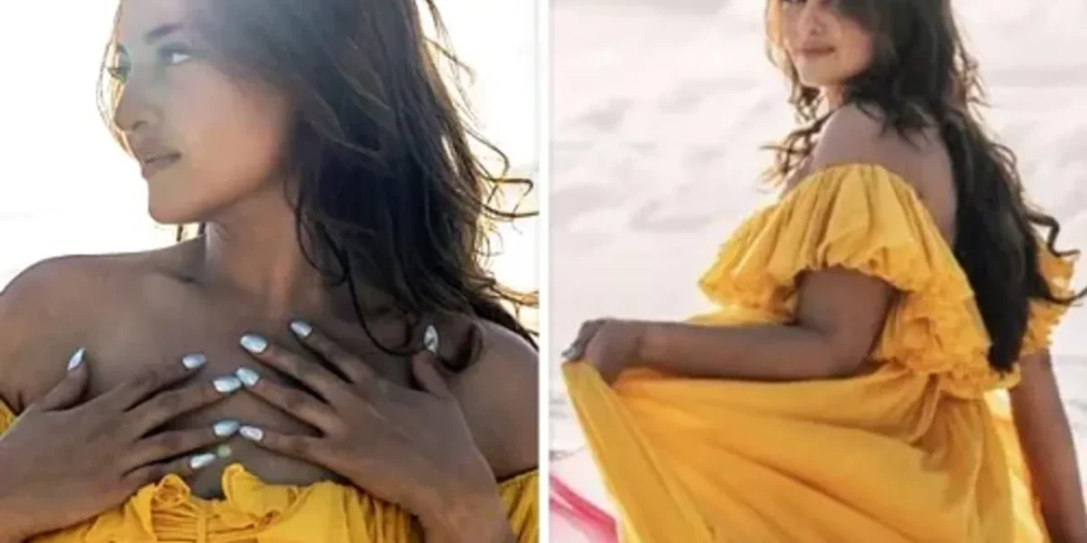 Sonakshi Sinha is having a ‘Palat’ moment as she poses at the beach in a colorful gown