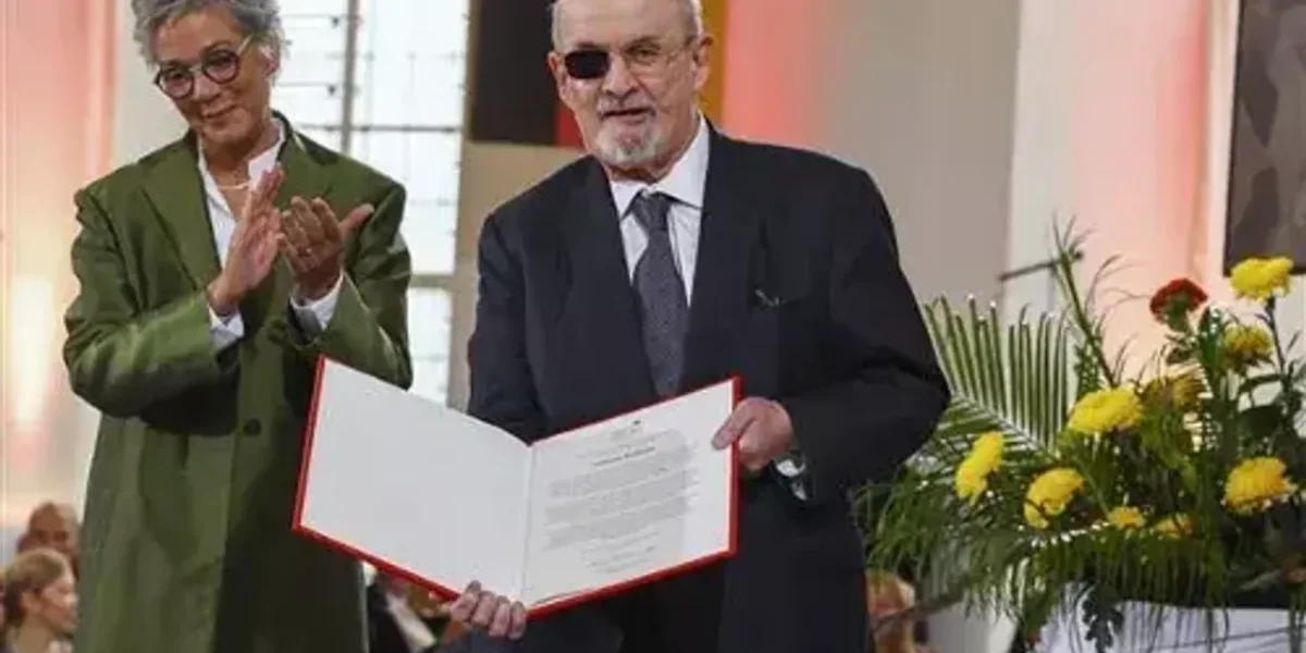 Salman Rushdie calls for defence of freedom of expression as he receives German prize