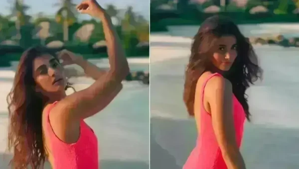 In a neon pink swimsuit, Pooja Hegde is taking Barbiecore Fashion to the beaches of Maldives