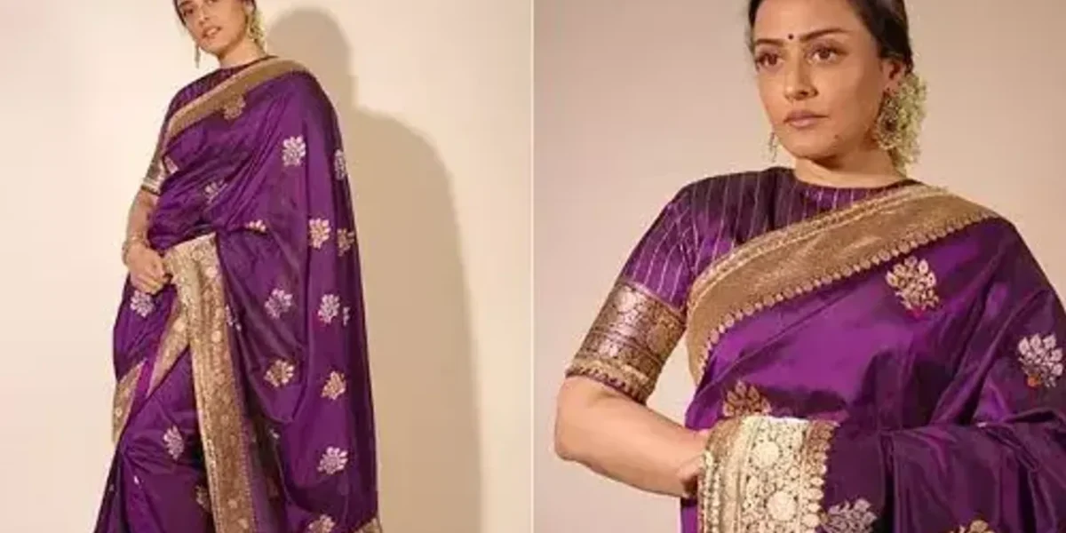 Namrata Shirodkar in a majestic purple Manish Malhotra silk saree