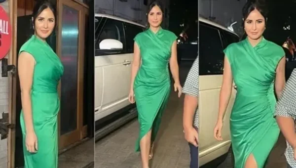 Katrina Kaif wows fans with her effortlessly stylish look in a stunning green wrap dress