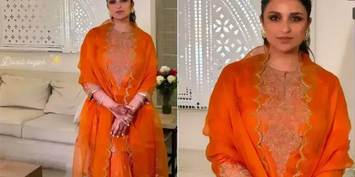 Parineeti Chopra in a Rs 1 lakh orange sharara makes festive fashion look
