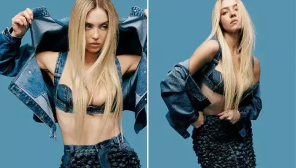 Sydney Sweeney in a Denim Bralette and skirt makes the fashion favourite look fabulous