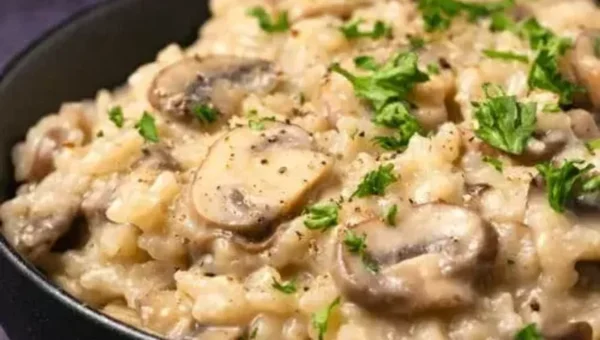 Mushroom Risotto with Cracked Wheat Recipe: If you are a cheese lover, vegan cheese can also be added on the top of this dish