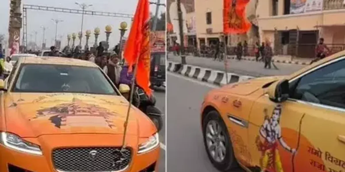 Gujarat man wraps his jaguar in ram temple theme