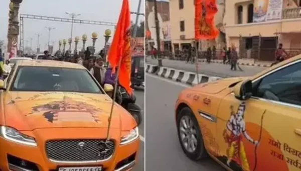 Gujarat man wraps his jaguar in ram temple theme