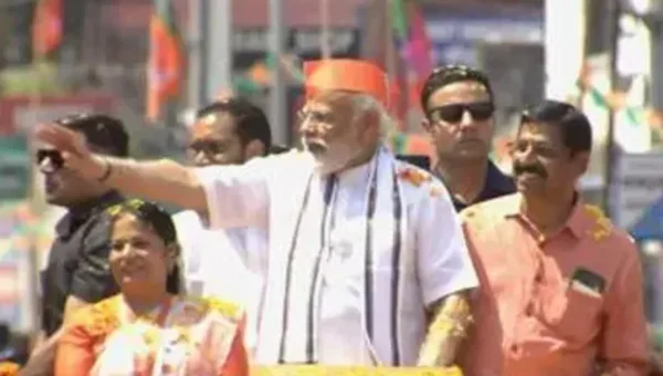 PM Narendra Modi holds roadshow at Palakkad in Kerala