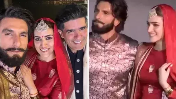 Ranveer Singh keeps it stylish in Banarasi bandhgala, Kriti Sanon dons silk lehenga for Manish Malhotra’s show in Varanasi