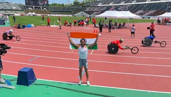 India’s Deepthi Jeevanji smashes World Record in Women’s 400 meter event to win gold medal at World Para Atheltics Championships in Kobe, Japan