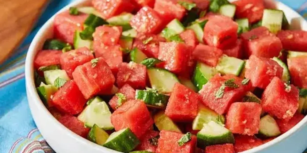 Cucumber Watermelon Salad Recipe: A delectable low calorie recipe, which can be a perfect choice for all the health conscious people
