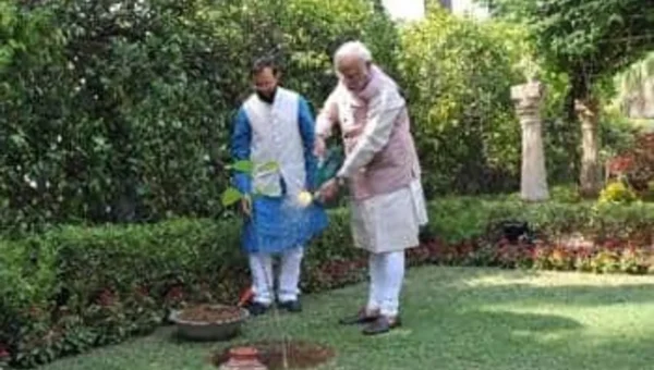 PM Narendra Modi plants sapling amid World Environment Day