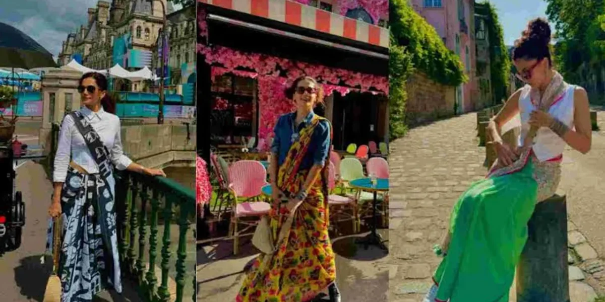 Taapsee Pannu looked stunning at the Paris Olympics in nine yards