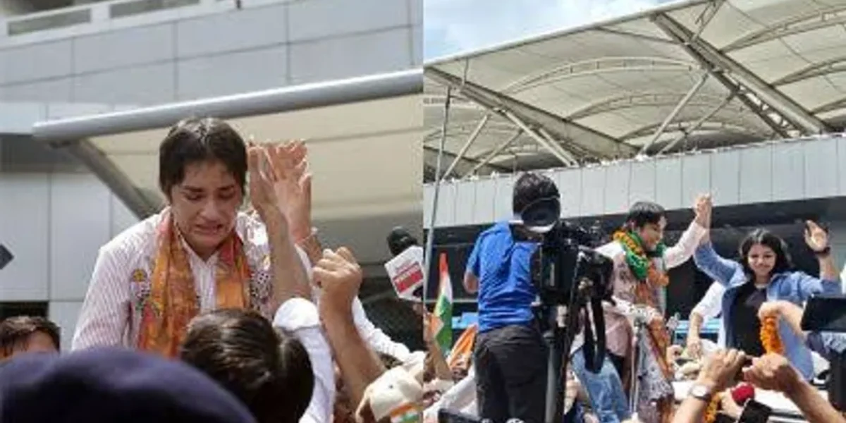 Vinesh Phogat receives grand welcome at Delhi airport