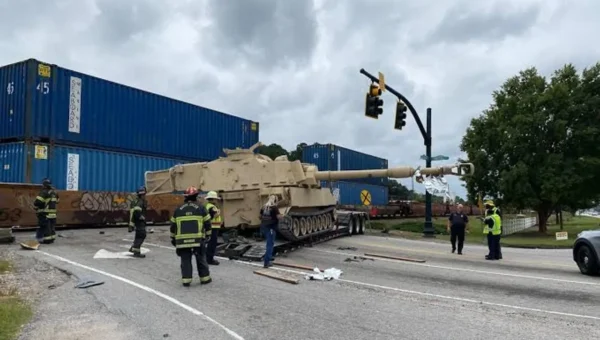 US freight train crashes into military vehicle in South Carolina