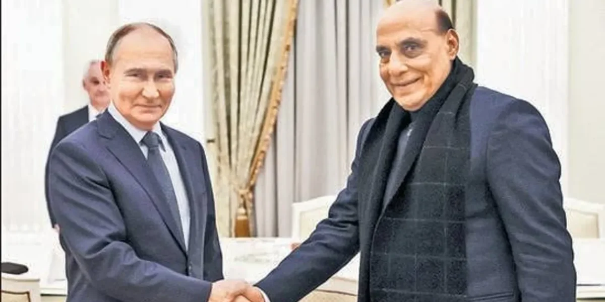 Defence Minister Rajnath Singh meets Russian President Vladimir Putin to discuss various issues of Bilateral Defence Cooperation