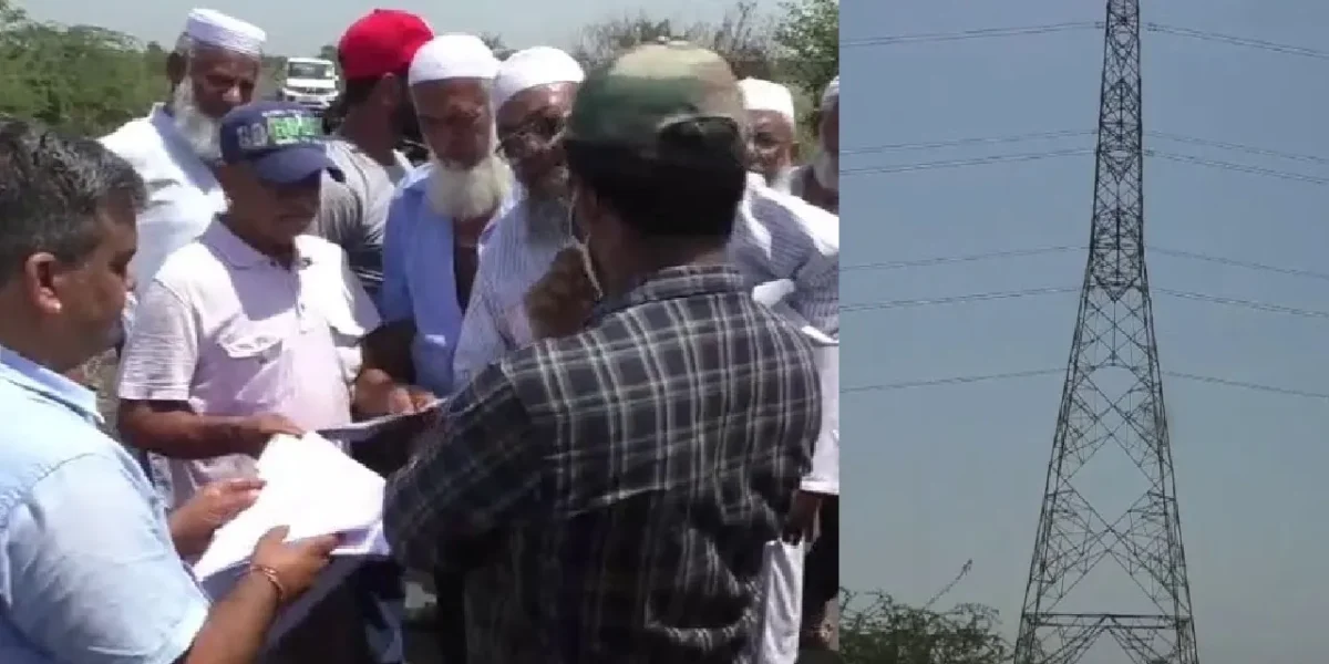 Ankleshwar: Farmers halt Essar company’s High-Tension line work near Piludra, demand compensation