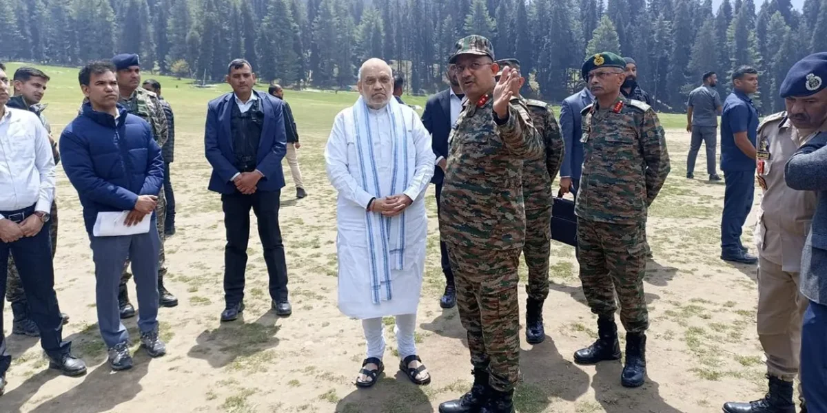 Home Minister Amit Shah arrives at Baisaran meadow, where tourists were killed