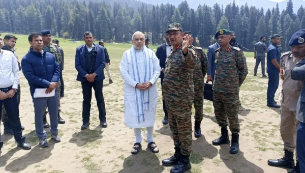 Home Minister Amit Shah arrives at Baisaran meadow, where tourists were killed