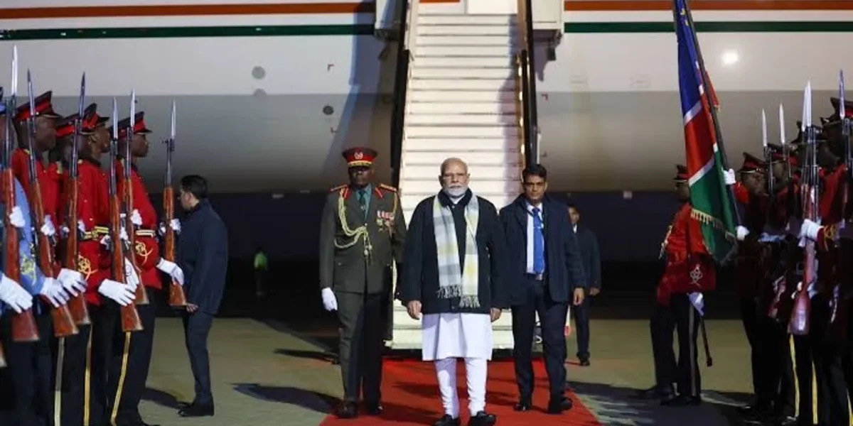 PM Modi arrives Windhoek in Namibia on final leg of his five-nation visit