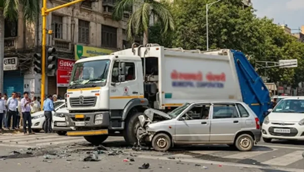 Tragic Accident in Ahmedabad’s Jamalpur: AMC Garbage Vehicle Hits Multiple People, 1 Dead, 7 Injured