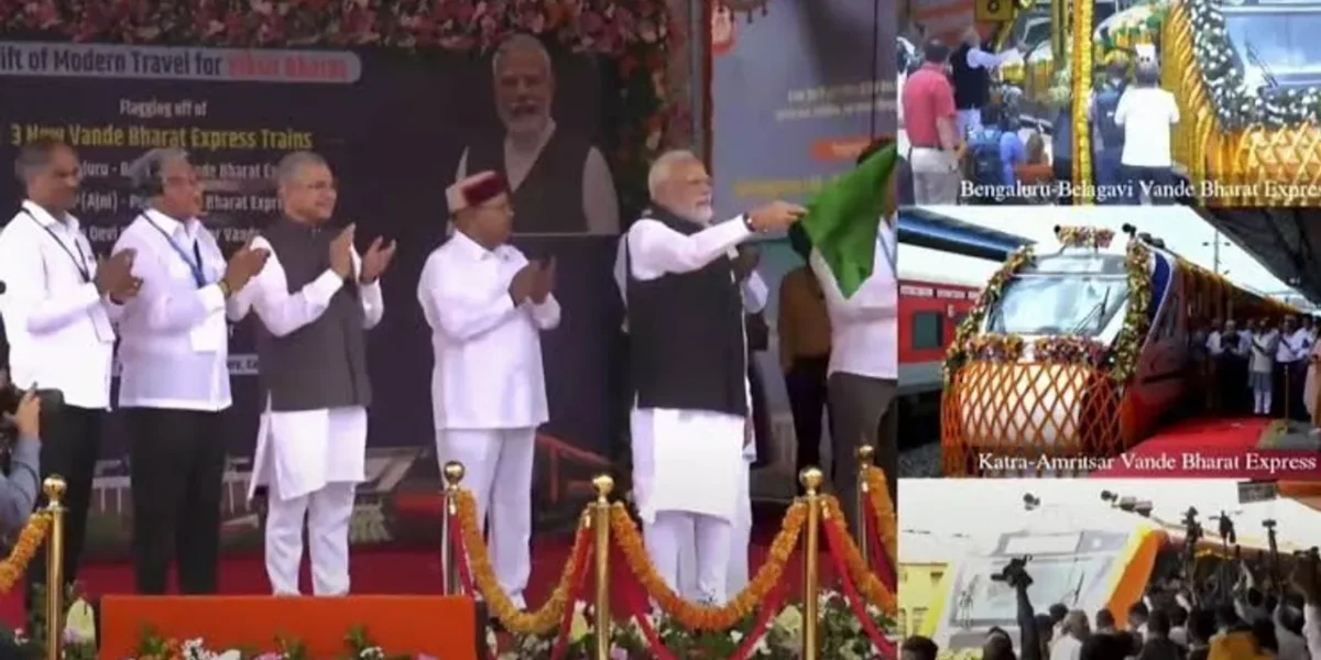 PM Narendra Modi flags off three Vande Bharat trains from KSR Railway Station in Bengaluru